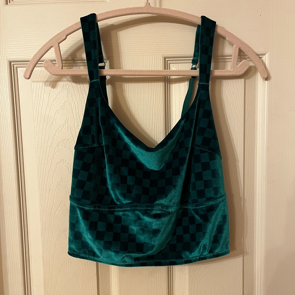 NWOT Women’s Velvet Checkered Cropped Bralette